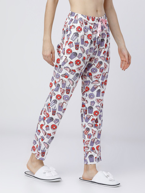 Tokyo Talkies Women White & Purple Printed Night Suit - Image 6