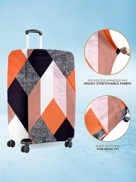Cortina Orange & White Printed Protective Medium Trolley Bag Cover - Image 3