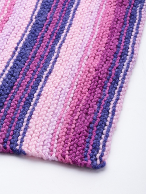 Magic Needles Unisex Purple & Pink Self-design Scarf With Tassels - Image 3
