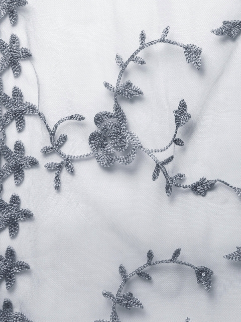 WEAVERS VILLA Grey Aari Embroidered Dupatta - Image 2