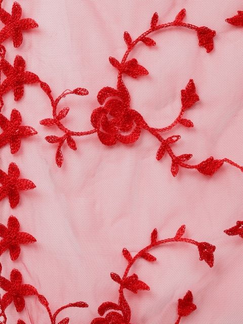 WEAVERS VILLA Red Embroidered Dupatta - Image 2