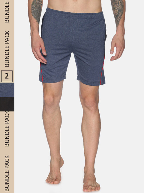 Dollar Men Pack Of 2 Solid Regular Fit Lounge Shorts