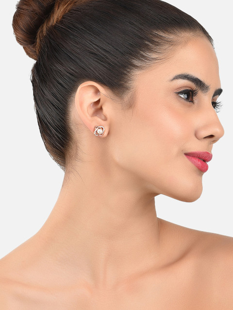 Zaveri Pearls Pack of 3 Gold-Toned Contemporary Studs - Image 4
