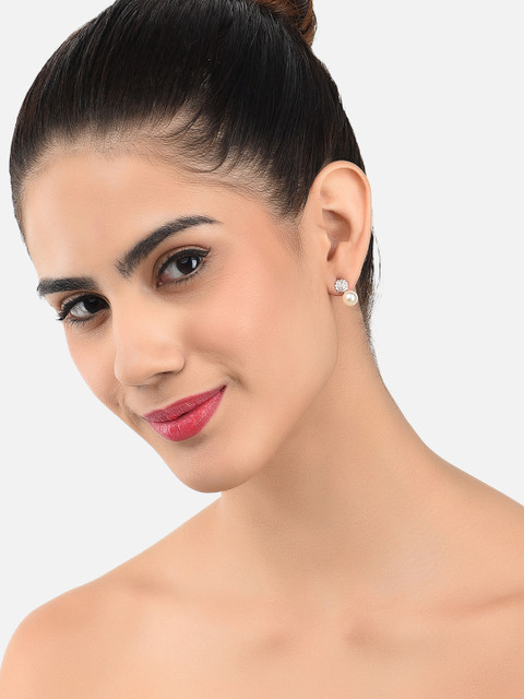 Zaveri Pearls Pack of 3 Gold-Toned Contemporary Studs - Image 3