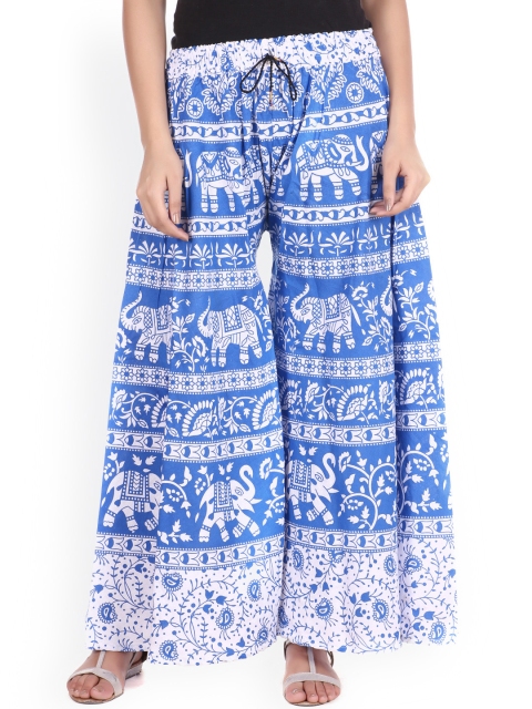 SOUNDARYA Blue Printed Palazzo Trousers Image