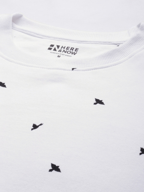 HERE&NOW Men White Printed Sweatshirt - Image 2