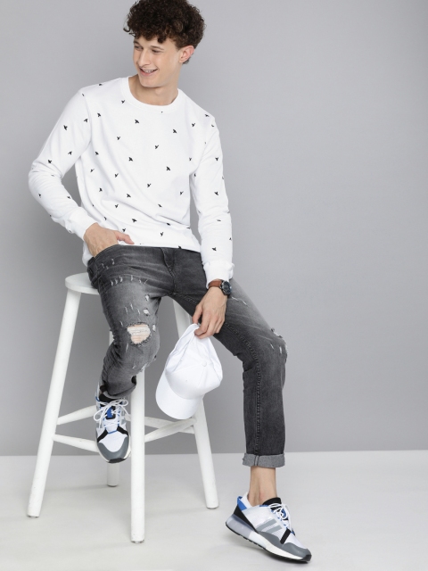 HERE&NOW Men White Printed Sweatshirt - Image 5