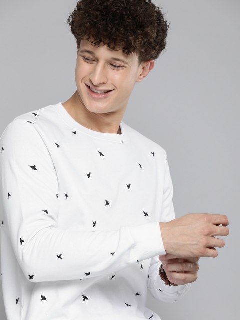 HERE&NOW Men White Printed Sweatshirt