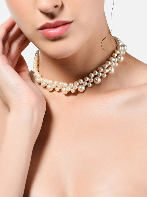 Zaveri Pearls Silver-Plated & White Contemporary Pearls Necklace - Image 7