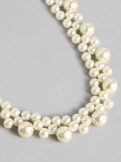 Zaveri Pearls Silver-Plated & White Contemporary Pearls Necklace - Image 4
