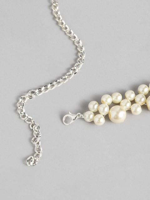 Zaveri Pearls Silver-Plated & White Contemporary Pearls Necklace - Image 8