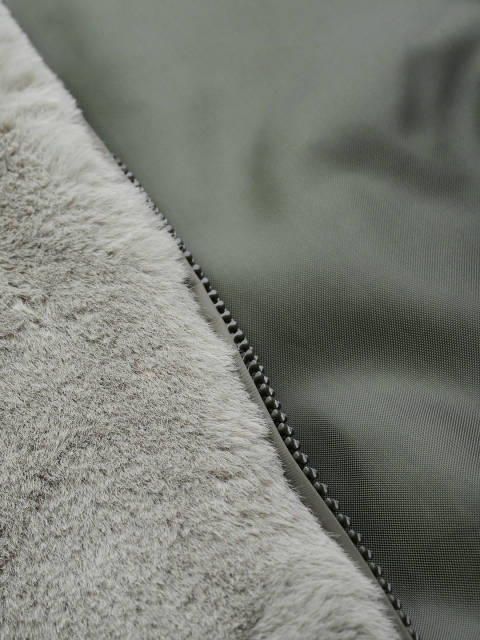 Roadster Women Olive Green Solid Faux Fur Bomber Jacket - Image 7