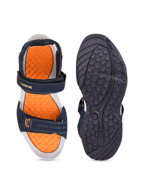 Campus Men Navy Blue & Orange Sports Sandals - Image 4