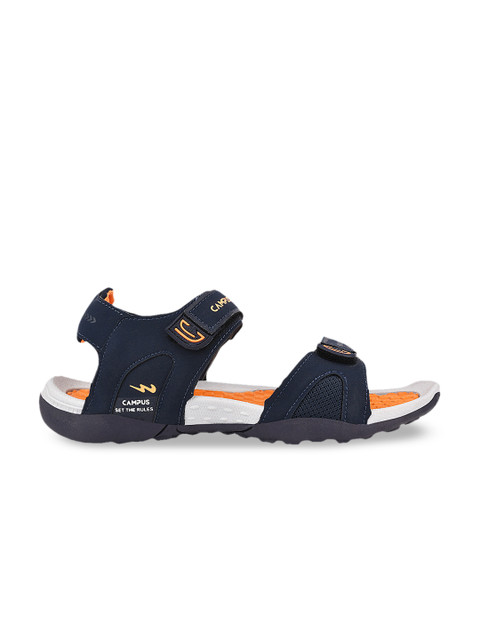 Campus Men Navy Blue & Orange Sports Sandals - Image 3