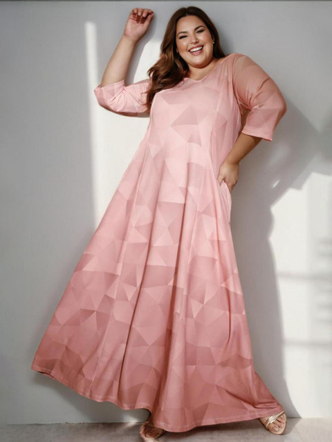Amydus Women Plus Size Peach Maxi Dress