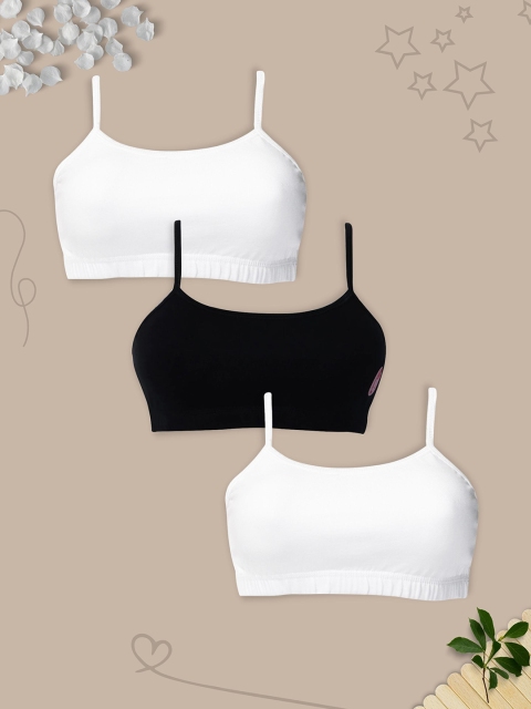 Girls Pack Of 3 Double Layer Premium Cotton Non-Wired Non Padded Beginners Bra DCBRJU6864/xxxs