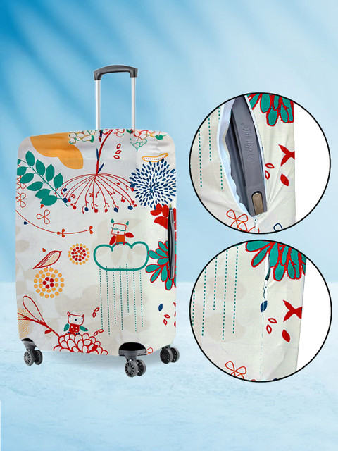Cortina White Printed Protective Medium Trolley Bag Cover - Image 2