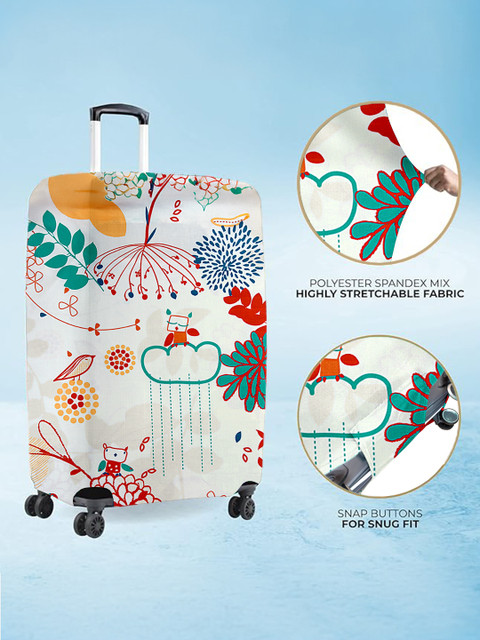 Cortina White Printed Protective Medium Trolley Bag Cover - Image 3