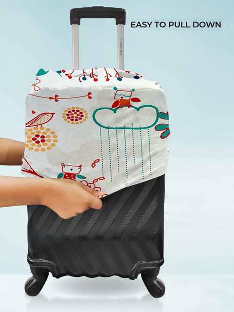 Cortina White Printed Protective Medium Trolley Bag Cover - Image 4