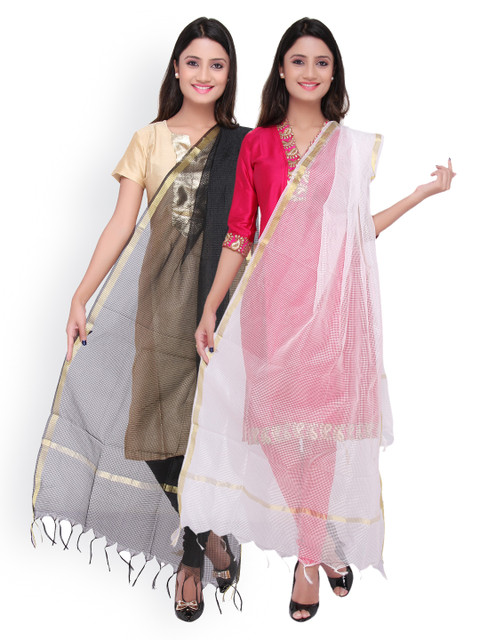 Dupatta Bazaar Pack of 2 Self-Checked Dupattas