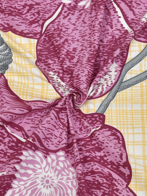 DREAM WEAVERZ Yellow & Grey Pure Cotton 220 TC Super King Bedsheet with 2 Pillow Covers - Image 8
