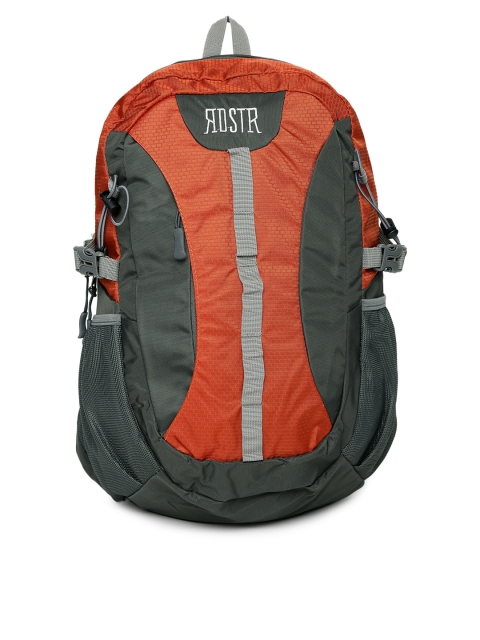 Roadster Men Grey & Orange Colourblocked Backpack Image