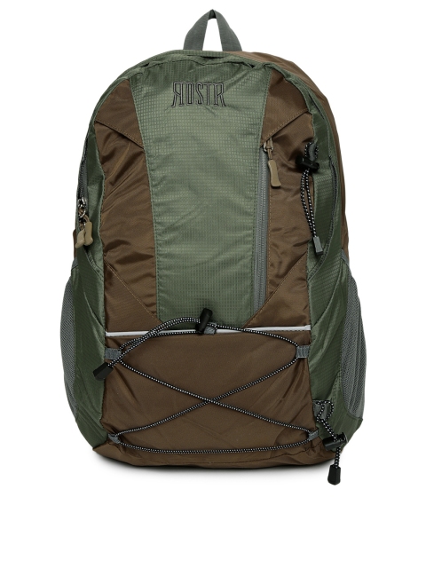 Roadster Men Olive Green & Brown Colourblocked Backpack Image