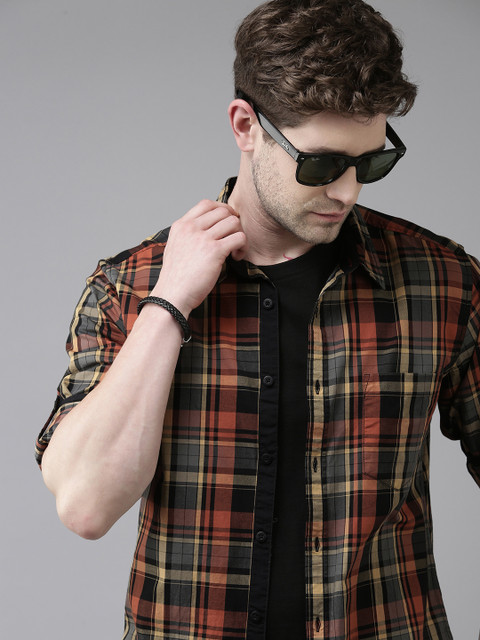 Roadster Men Tartan Checked Cotton Casual Shirt