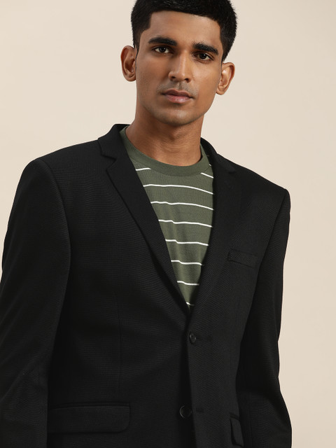 INVICTUS Men Black Slim Fit Solid Single-Breasted Casual Blazer