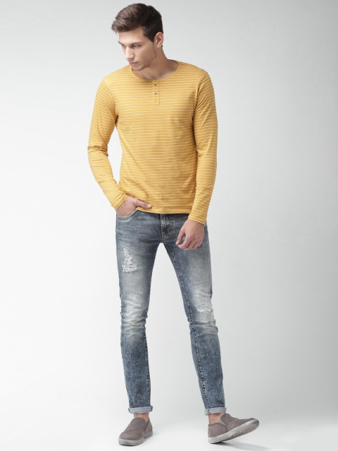 Mast & Harbour Men Blue Skinny Fit Mildly Distressed Stretchable Jeans