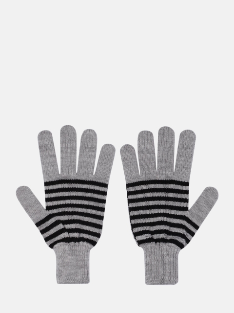 Roadster Grey & Black Striped Acrylic Gloves - Image 2
