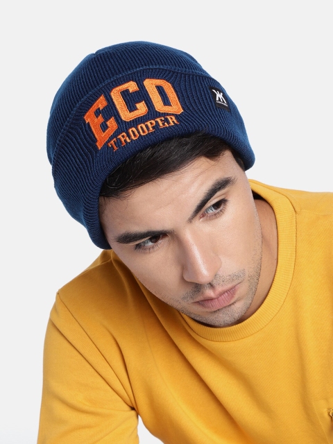 Kook N Keech Unisex Navy Blue Self Design Beanie