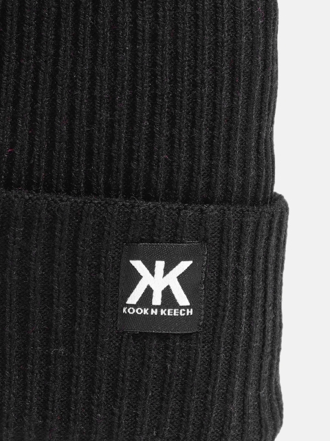 Kook N Keech Unisex Black Solid Beanie - Image 5