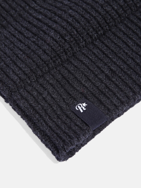 Roadster Unisex Charcoal Grey Self Design Fisherman Beanie - Image 5