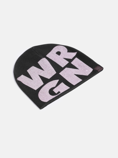 WROGN Unisex Black & Mauve Solid Acrylic Beanie Cap - Image 3