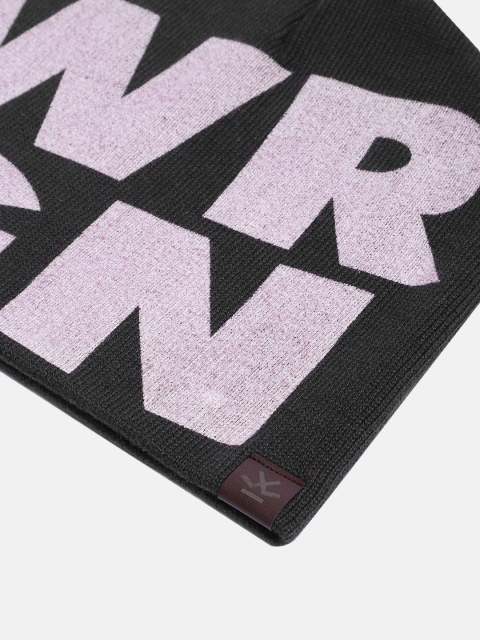 WROGN Unisex Black & Mauve Solid Acrylic Beanie Cap - Image 5