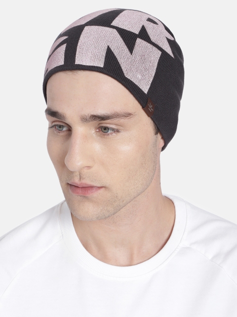 WROGN Unisex Black & Mauve Solid Acrylic Beanie Cap - Image 6