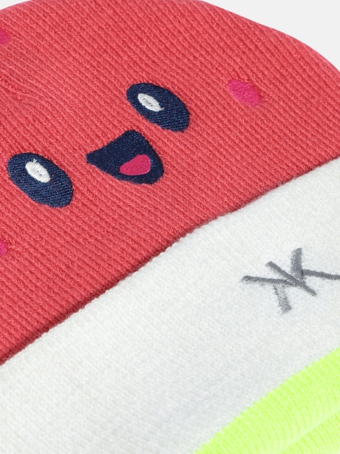 Kook N Keech Unisex Red & White Embroidered Beanie - Image 4