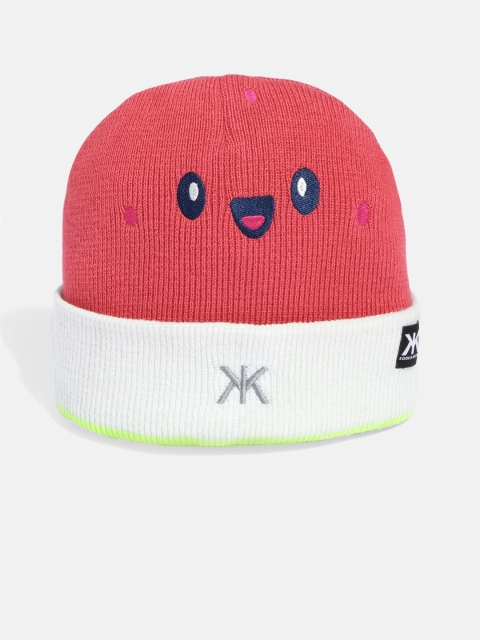 Kook N Keech Unisex Red & White Embroidered Beanie