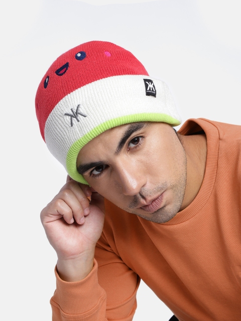 Kook N Keech Unisex Red & White Embroidered Beanie - Image 6
