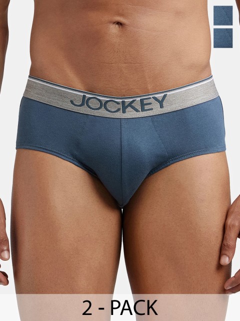 Jockey Pack Of 2 Super Combed Cotton Solid Brief with Ultrasoft Waistband-8037