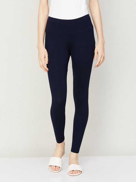 Melange by Lifestyle Women Navy Blue Solid Ankle-Length Leggings