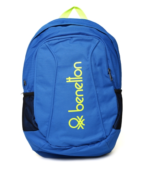 United Colors of Benetton Men Blue Printed Laptop Backpack