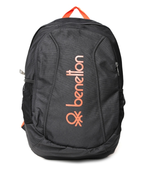 United Colors of Benetton Men Black Printed Laptop Backpack Image