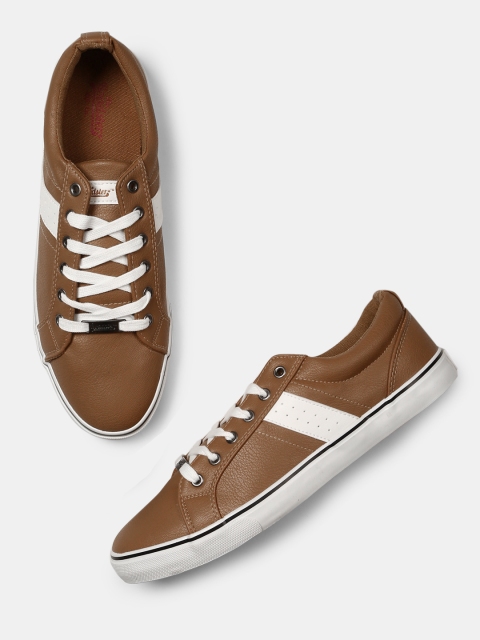 Men Brown Solid Sneakers
