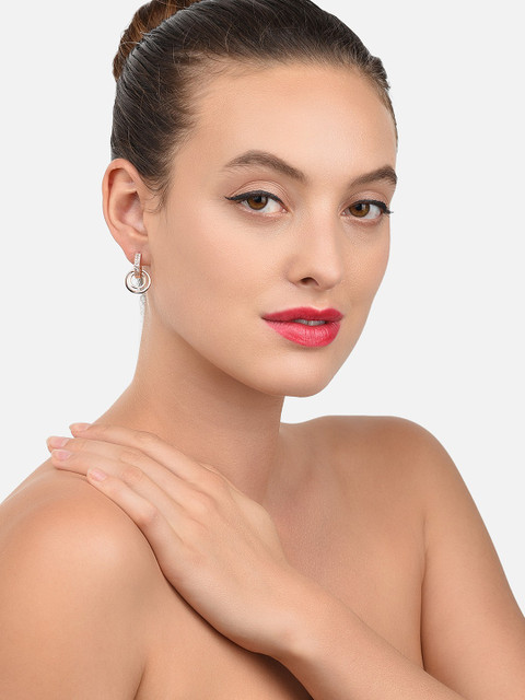 Zaveri Pearls Rose Gold Plated Set of 3 Contemporary Studs Earrings - Image 2