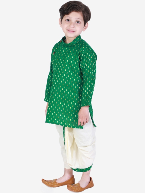 Superminis Boys Green Ethnic Motifs Printed Kurta with Pyjamas - Image 5