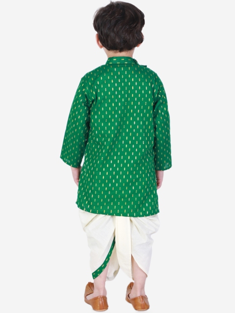 Superminis Boys Green Ethnic Motifs Printed Kurta with Pyjamas - Image 4
