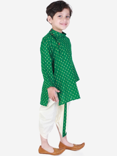 Superminis Boys Green Ethnic Motifs Printed Kurta with Pyjamas - Image 3