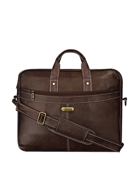 LOREM Unisex Coffee Brown Textured Messenger Bag